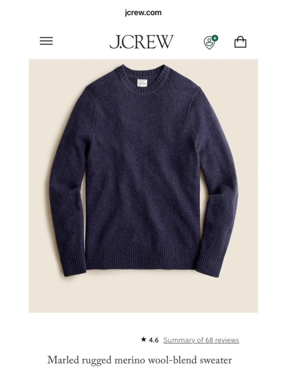 J. Crew Men's Marled Crewneck Sweater in Navy